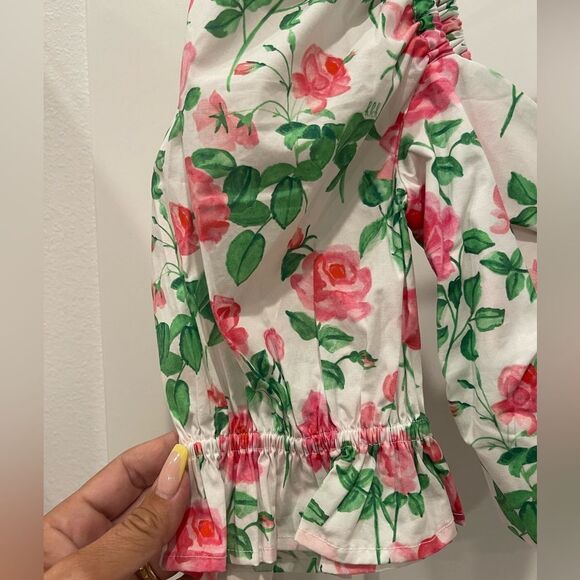 Hill House Floral Crop Top - Pink and Green - Picture 8 of 12